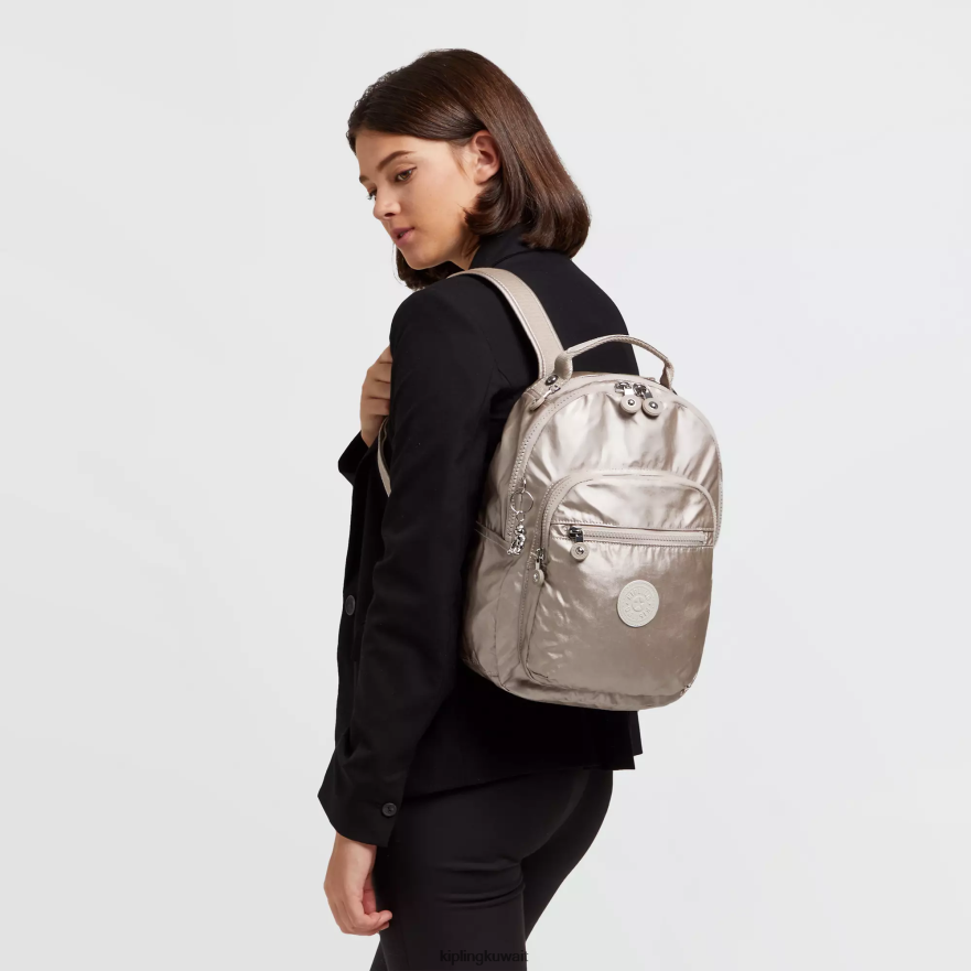 Kipling حقيبة ظهر لوحي صغيرة معدنية من سيول نحيف توهج معدني ZR2RH418 حقائب ظهر صغيرة