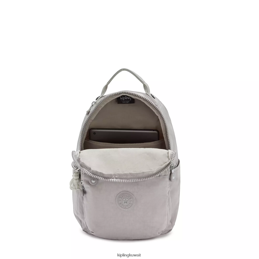 Kipling حقيبة ظهر صغيرة للكمبيوتر اللوحي من سيول نحيف رمادي جريس ZR2RH419 مونوغرامبل