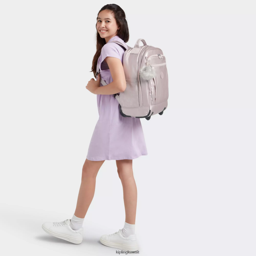 Kipling جيز حقيبة ظهر كبيرة معدنية نحيف وردة معدنية ZR2RH492 حقائب ظهر متدحرجة