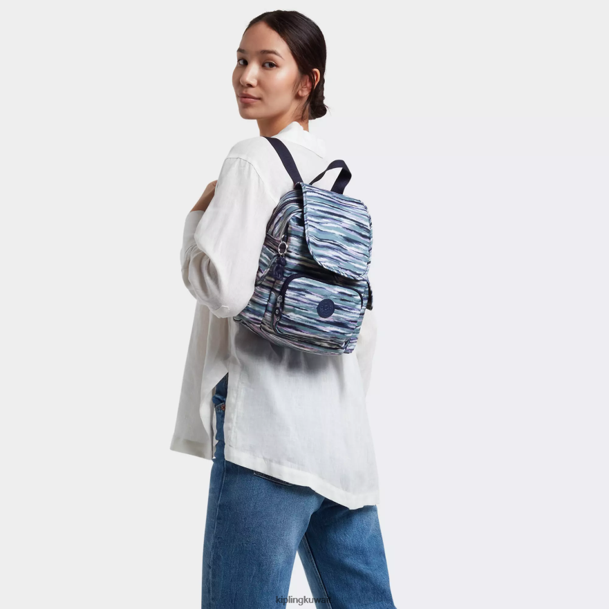 Kipling حقيبة ظهر صغيرة بطبعة سيتي باك نحيف خطوط الفرشاة ZR2RH497 أكياس صغيرة