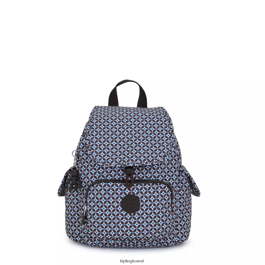 Kipling حقيبة ظهر صغيرة بطبعة سيتي باك نحيف بلاط مسود ZR2RH498 أكياس صغيرة