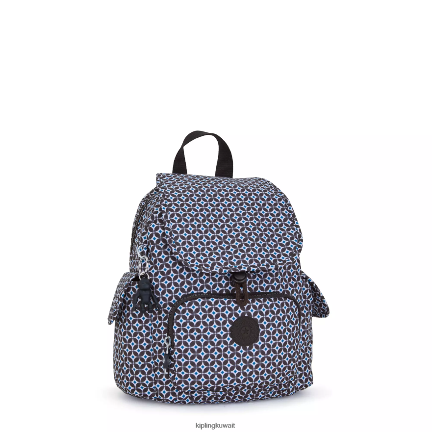 Kipling حقيبة ظهر صغيرة بطبعة سيتي باك نحيف بلاط مسود ZR2RH498 أكياس صغيرة