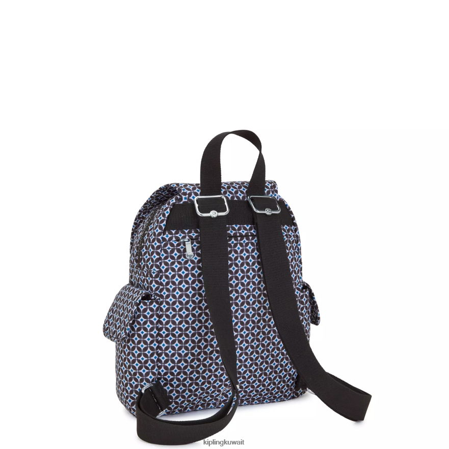 Kipling حقيبة ظهر صغيرة بطبعة سيتي باك نحيف بلاط مسود ZR2RH498 أكياس صغيرة