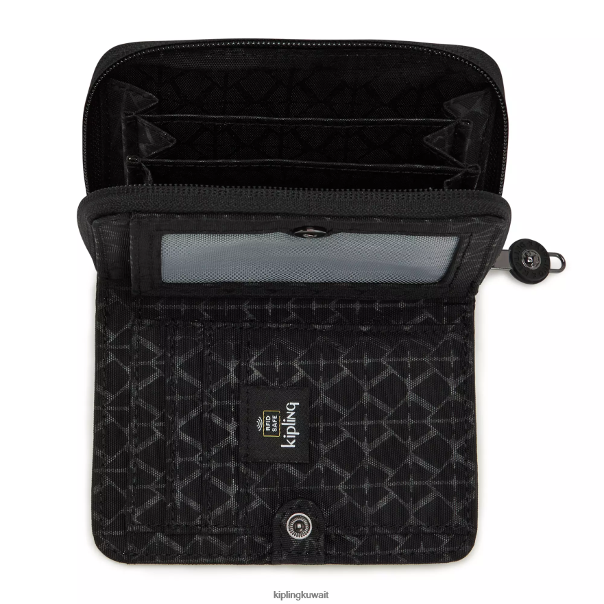 Kipling محفظة نقود صغيرة مطبوعة نحيف أسود ZR2RH555 محافظ ومعصم