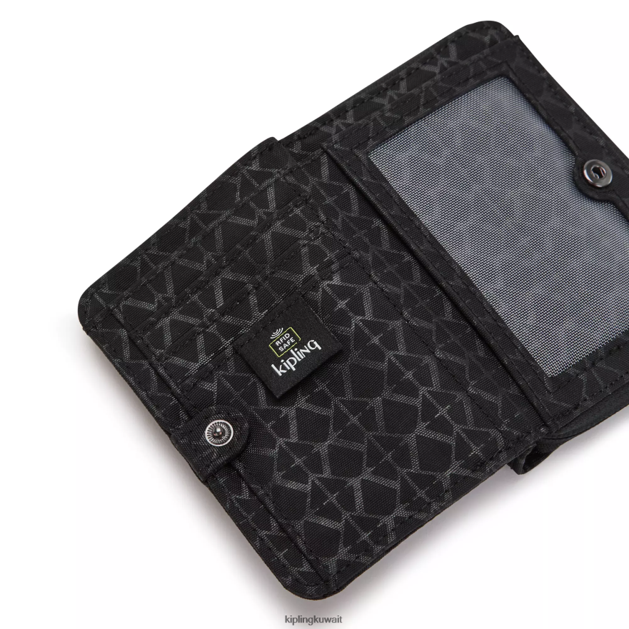 Kipling محفظة نقود صغيرة مطبوعة نحيف أسود ZR2RH555 محافظ ومعصم