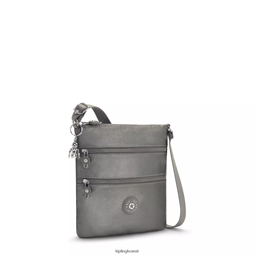 Kipling حقيبة كروس صغيرة كيكو ميتاليك نحيف قمر رمادي معدني ZR2RH95 أكياس صغيرة