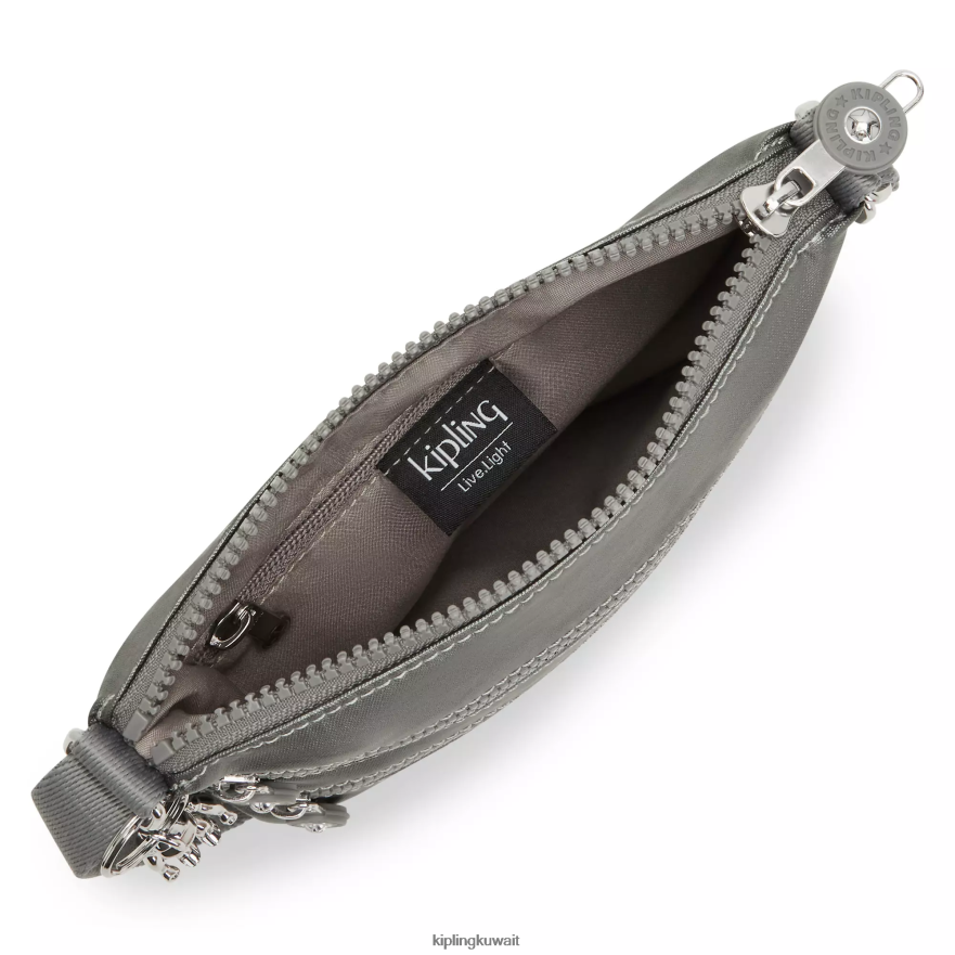 Kipling حقيبة كروس صغيرة كيكو ميتاليك نحيف قمر رمادي معدني ZR2RH95 أكياس صغيرة