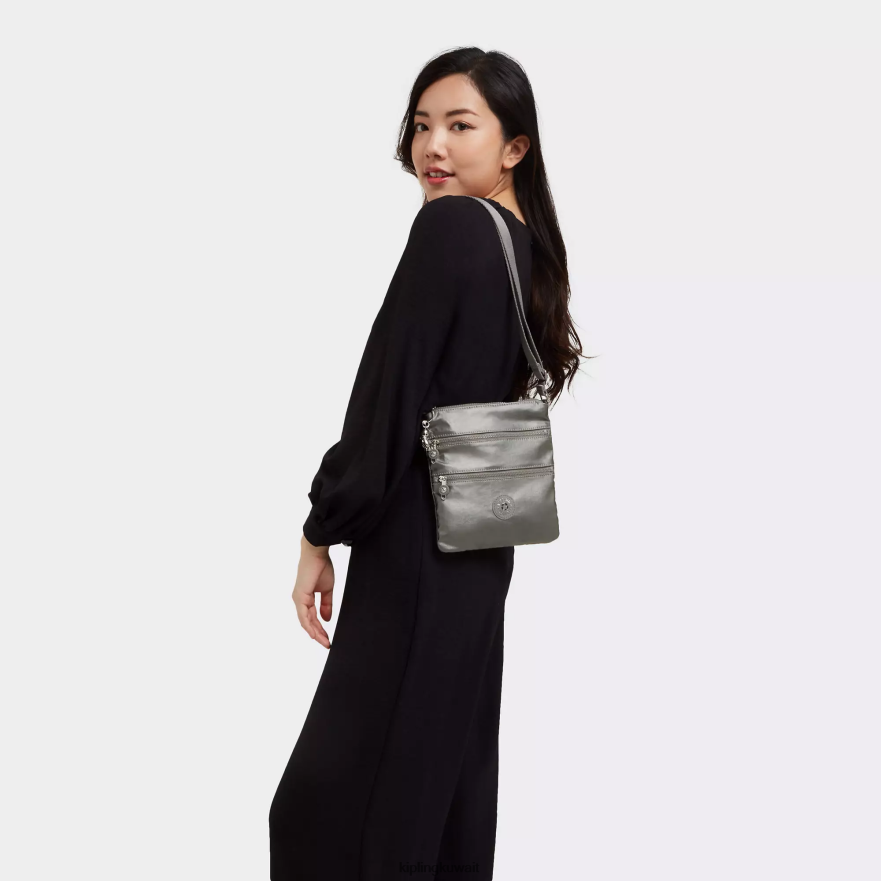 Kipling حقيبة كروس صغيرة كيكو ميتاليك نحيف قمر رمادي معدني ZR2RH95 أكياس صغيرة