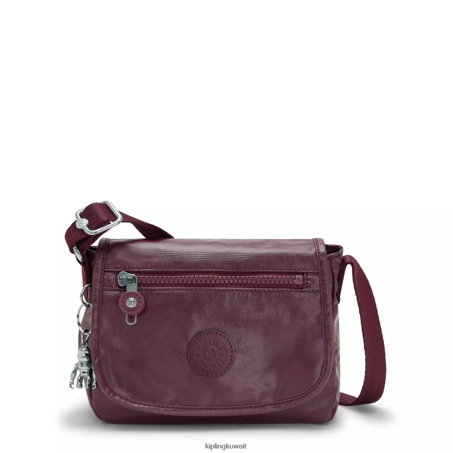 Kipling حقيبة كروس صغيرة معدنية سابيان نحيف ورنيش بورجوندي ZR2RH99 أكياس صغيرة