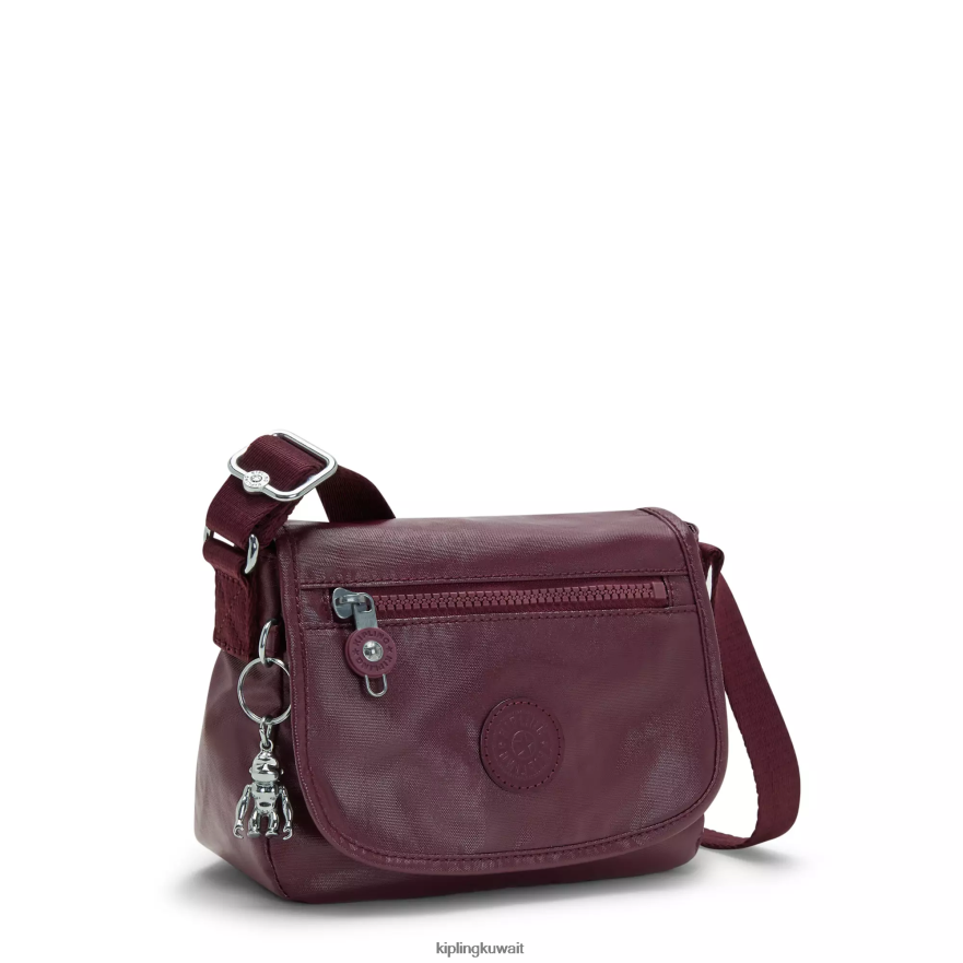 Kipling حقيبة كروس صغيرة معدنية سابيان نحيف ورنيش بورجوندي ZR2RH99 أكياس صغيرة