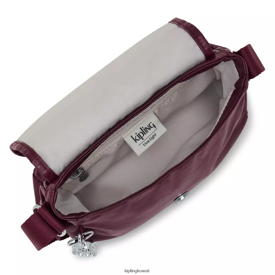 Kipling حقيبة كروس صغيرة معدنية سابيان نحيف ورنيش بورجوندي ZR2RH99 أكياس صغيرة