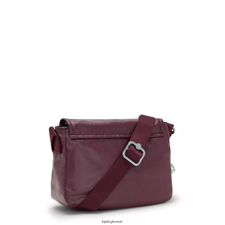 Kipling حقيبة كروس صغيرة معدنية سابيان نحيف ورنيش بورجوندي ZR2RH99 أكياس صغيرة