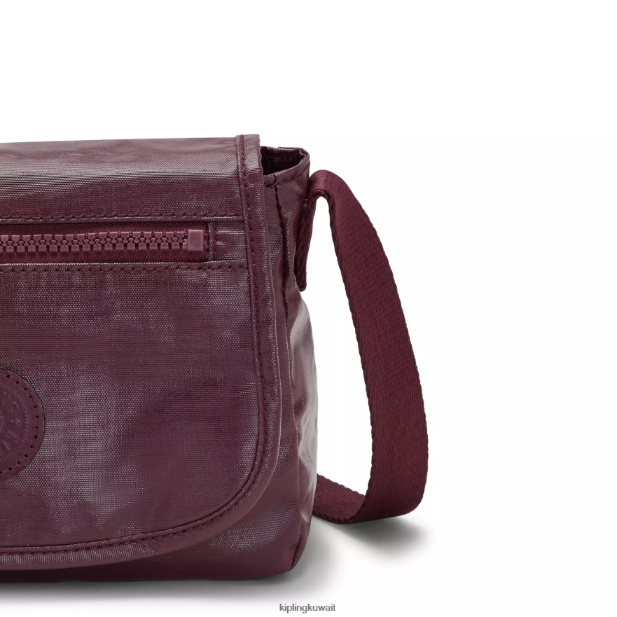 Kipling حقيبة كروس صغيرة معدنية سابيان نحيف ورنيش بورجوندي ZR2RH99 أكياس صغيرة