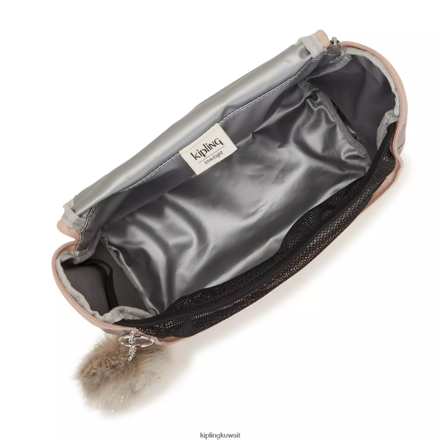 Kipling حقيبة غداء معدنية جديدة kichirou نحيف وردة معدنية ZR2RH655 أكياس الغداء