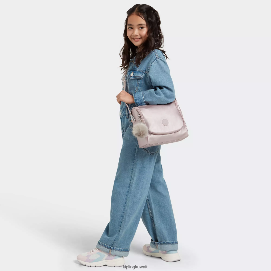 Kipling حقيبة غداء معدنية جديدة kichirou نحيف وردة معدنية ZR2RH655 أكياس الغداء